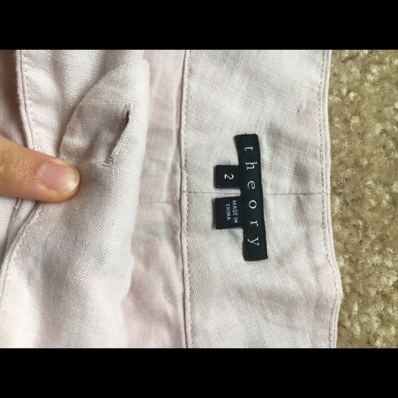 Light Pink Theory Linen Shorts - Picture 3 of 4